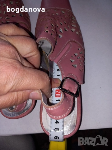 Розови сандали от естествена кожа, 39 номер, стелка 25 см, снимка 10 - Сандали - 53986061