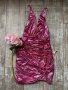 Нова клубна рокля с етикета House London  метален металически ефект в златисто лилав цвят бляскава , снимка 9