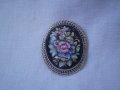 Винтидж брошка порцелан на цветя от времето на СССР, снимка 5