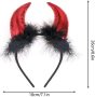 Нови Червени Рога на Дявола Хелоуин Аксесоар с Черен Плюш, снимка 7