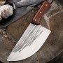 Широк кухненски нож / сатър 205х325 мм ръчно кован, снимка 2