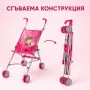 Сгъваема розова количка тип чадър за кукли с еднорог, снимка 2