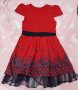 Червена рокличка със сини пеперуди, снимка 1 - Детски рокли и поли - 42774447