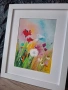 Лятно поле, пастелна картина, оригинал, снимка 2