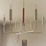 Модерен класически висящ полилей тип свещ /метал с дърво / 6 рамена, снимка 3