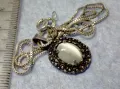 РЕТРО АРТ СРЕБЪРЕН ПЕНДАНТ с ПОЛИРАН ЛУНЕН КАМЪК и ФИНА СРЕБЪРНА ВЕРИЖКА СРЕБРО 925 ПРОБА 27067, снимка 13