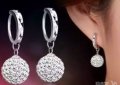 Sale Висящи сребърни обеци сърца with "Shining stars",кристали,white/нови, снимка 1 - Колиета, медальони, синджири - 36635848