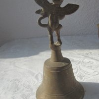 Ангел цигулар Стара бронзова камбана камбанка звънец звънче, снимка 3 - Статуетки - 32157339