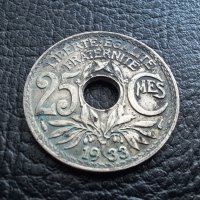 Стара монета 25 сантима 1933 г. Франция - топ !, снимка 4 - Нумизматика и бонистика - 42219848