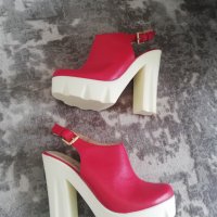 Модерни дамски сандали в червен цвят. Промо цена само 39.00 лева. , снимка 9 - Дамски обувки на ток - 30208628