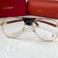 Cartier 2023 прозрачни мъжки слънчеви очила с кожа и дървени дръжки, снимка 6 - Слънчеви и диоптрични очила - 42813053