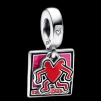Сребърен висящ елемент Keith Haring™ x Pandora, Walking Heart/нов, снимка 1 - Колиета, медальони, синджири - 44494880