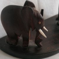Абанос дърворезба африкански слонове бивници кост, снимка 4 - Други ценни предмети - 31318976