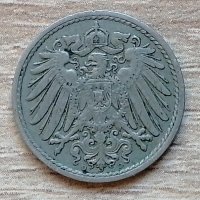 Германия 5 пфенига, 1909  "D" - Мюнхен д28, снимка 2 - Нумизматика и бонистика - 33795598