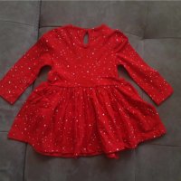 НОВА! Бебешка коледна рокля червена, размер 80см 9-12м, снимка 2 - Бебешки рокли - 42757402