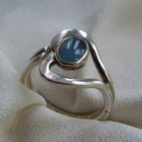 Сребърен пръстен с аквамарин, снимка 1 - Пръстени - 30864432