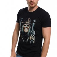 Нова мъжка тениска с дигитален печат Череп с пистолети, снимка 6 - Тениски - 29050863