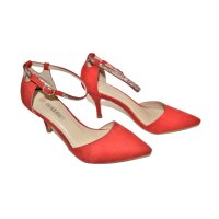 Дамски елегантни обувки в червено с каишка 961-2, снимка 1 - Дамски елегантни обувки - 44363965