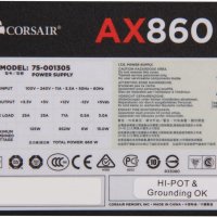 Захранване Corsair AX860 860W Platinum (CP-9020044) ново 24 м гаранция, снимка 4 - Захранвания и кутии - 32095140