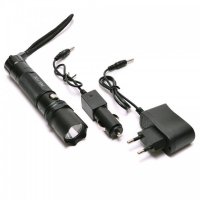 Aкумулаторен метален LED фенер SWAT Police с компас и адаптер за 12/24V и 220V
