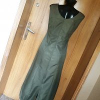 Маслено зелена дълга непромокаема рокля Л, снимка 4 - Рокли - 19055336
