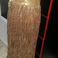 Нова бутикова официална златиста дълга рокля, снимка 7 - Рокли - 35373986