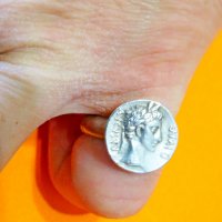 Старинен мъжки сребърен пръстен с лика на римския император  Октавиан Август - възродил рим, снимка 5 - Пръстени - 38604778