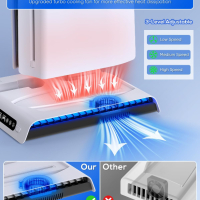 RGB Стойка за зареждане с охлаждащ вентилатор за конзола PS5 Slim Disc & Digital Edition 2023, снимка 3 - Аксесоари - 44518683
