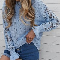 Дамски пуловер с дълъг ръкав с изрязани венчелистчета, 2цвята - 023, снимка 9 - Блузи с дълъг ръкав и пуловери - 39343278