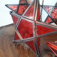 Коледни стъклени витражни фенери звезда, снимка 3 - Декорация за дома - 34150274