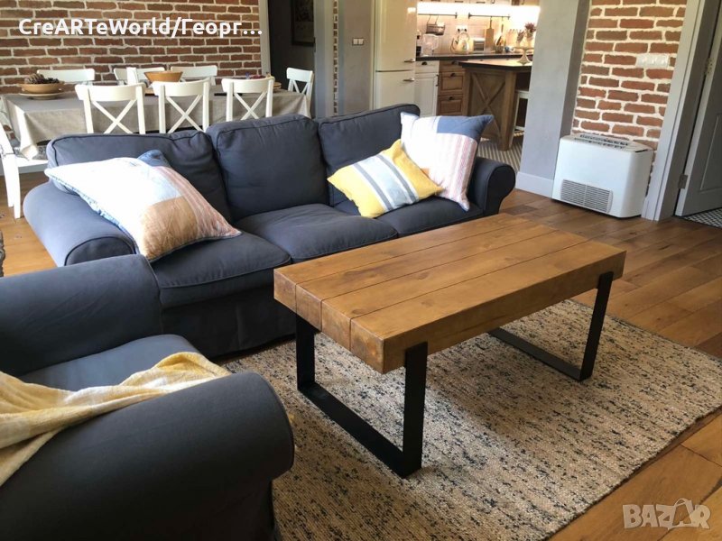 Помощна маса,холна маса,маса за кафе, Рустик индустриален стил скандинавски дизайн, снимка 1