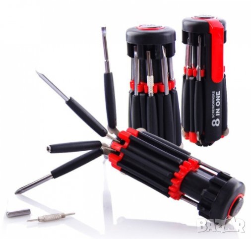 Мултифункционална отвертка 8 в 1 с LED фенер, снимка 1