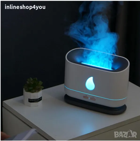 Дифузер овлажнител за въздух нощна лампа камина с имитация на огън, снимка 1