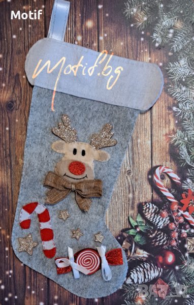 Коледен чорап за камина / коледна декорация, снимка 1