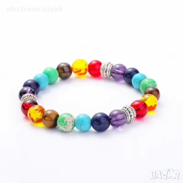 Гривна със седемте чакри Лечебни камъни от 7 мм, снимка 1