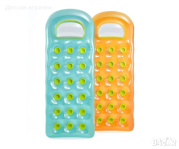 Надуваем дюшек Intex 18-Pocket, 188х71 см, PVC, с чашки, син/оранжев, снимка 1