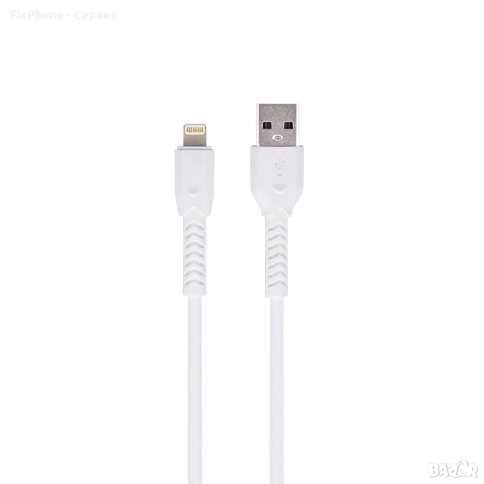 Кабел USB - Lightning, Maxlife MXUC-04 1м в кутия 3A с подсилени конектори за iPhone, Бял , снимка 1