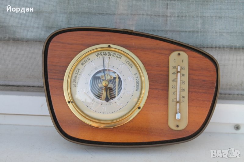 Немски барометър с термометър , снимка 1