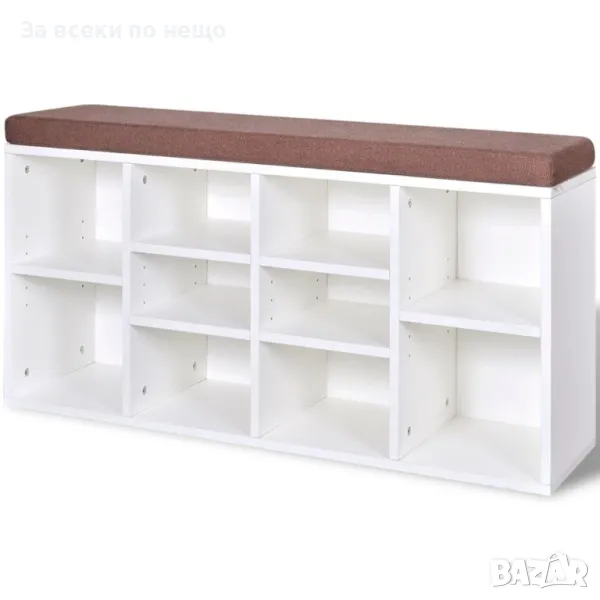 Пейка за съхранение на обувки с 10 отделения, бяла, снимка 1