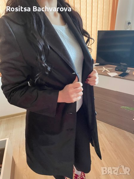 Черно кожено манто, размер М, снимка 1