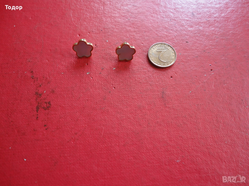 Позлатени обеци обици със седеф, снимка 1