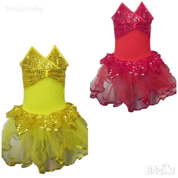 Детско танцувално (балетно) трико с връзки и пайети, снимка 1