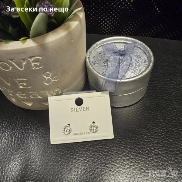 Christian Dior Модерни Сребърни Обеци В Кутия Кристиян Диор Код VL-49, снимка 1