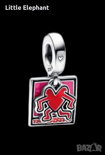 Сребърен висящ елемент Keith Haring™ x Pandora, Walking Heart/нов, снимка 1