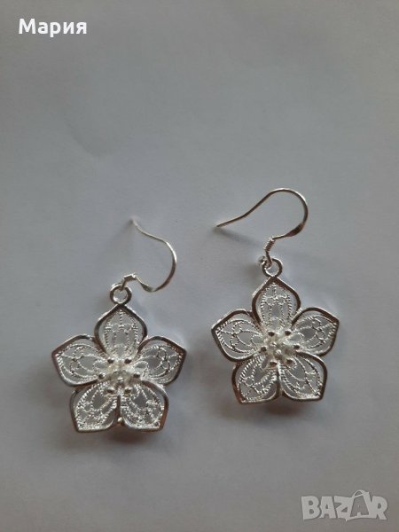 Сребърни обеци "Цветя", снимка 1