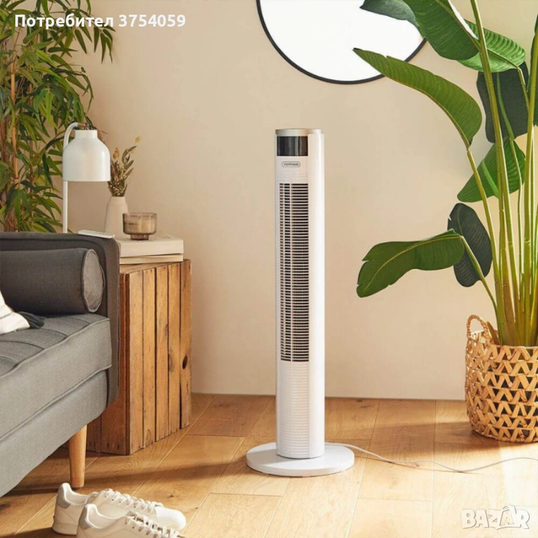 Колонен вентилатор VonHaus 35” с дистанционно управление и таймер – бял, снимка 1