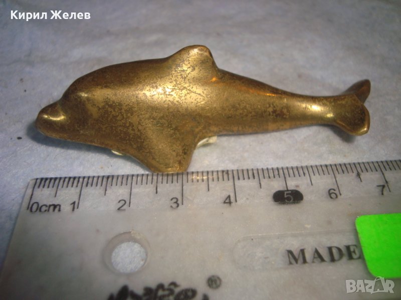 СИМПАТИЧНА СТАРА БРОНЗОВА ФИГУРКА ДЕЛФИН с ПОЗЛАТА МАЙСТОРСКА ХУДОЖЕСТВЕНА ИЗРАБОТКА 25432, снимка 1