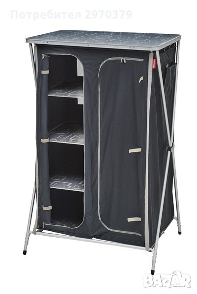 Шкаф за съхранение с гардероб – сиво/черно, снимка 1
