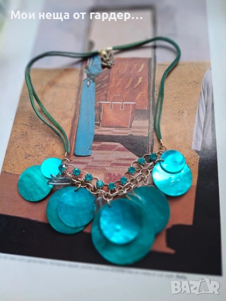 Винтидж колье от естествен седеф и кристали. Ръчна изработка, Лондон внос., снимка 1