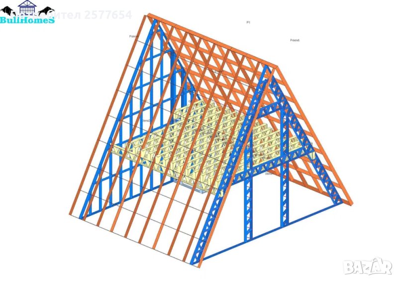 Преместваема къща 78м2 - етап Конструкция - готови за сглобяване профили.  Опция : сглобяване на про, снимка 1